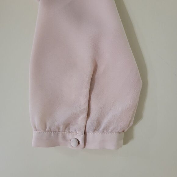 Loft Women's Blush Pink Sheer Pleated Yoke Blouse - Picture 8 of 10